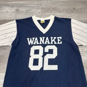 Vintage Velva Sheen Wanake #82 Blue White Men M V-Neck Sporty Retro Jersey Shirt